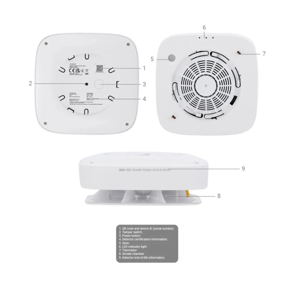 Ajax Detetor de Incêndio, fumo e CO Sensor de temperatura Branco - Ajax FireProtect 2 - Image 5