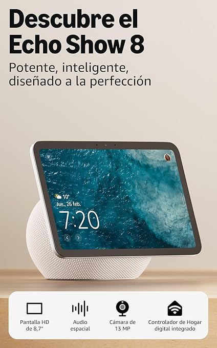 Amazon Alexa Assistente Virtual Echo Show 8 (Última Geração) em Branco – Ecrã HD de 8,7" com Áudio Espacial e Alexa - Image 4