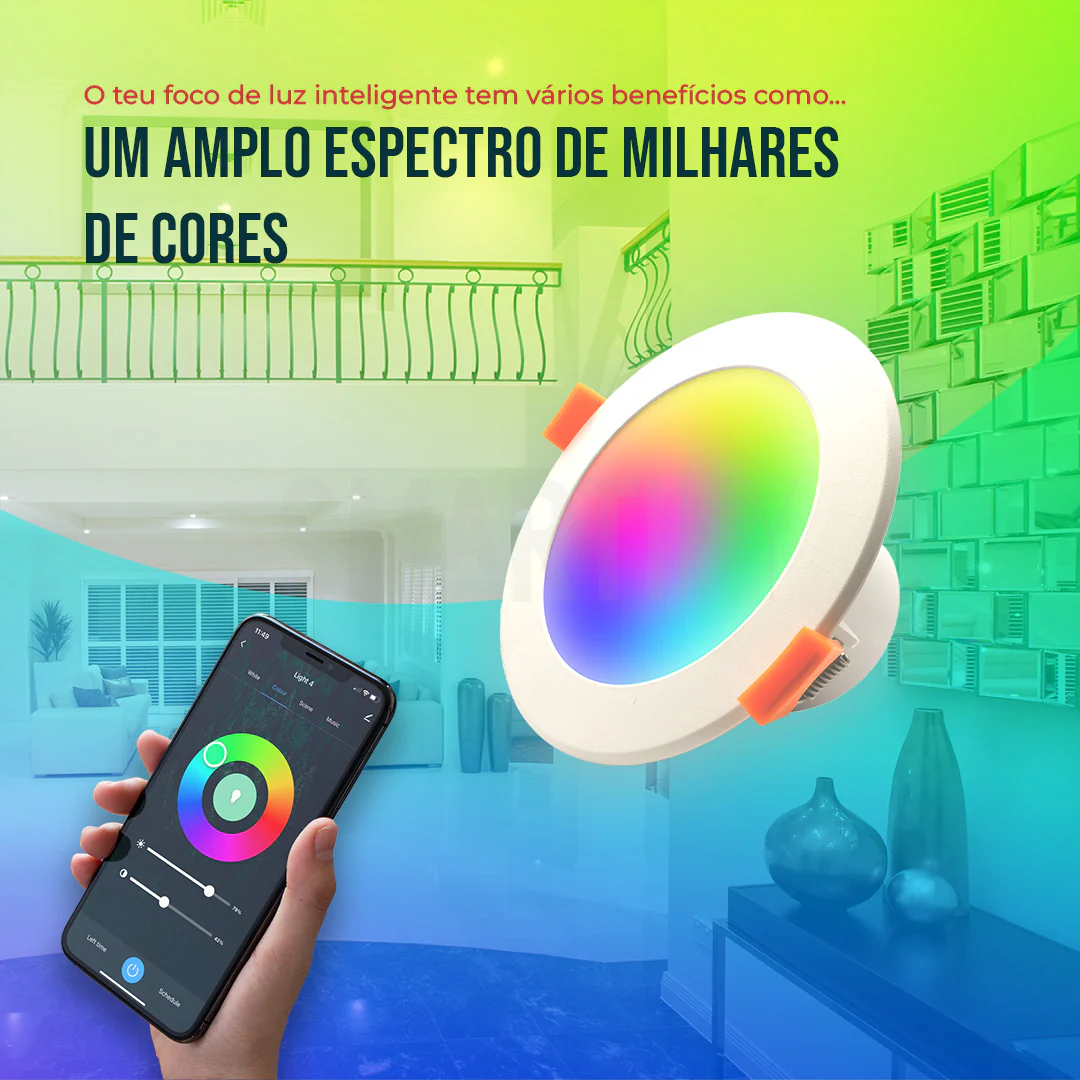 Downlight / Placa / Foco LED Ø115 mm WiFi Inteligente (Cores + Branco) Smartify - Image 8