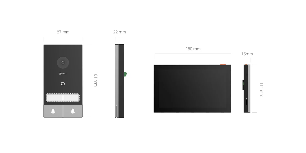 Ezviz Kit Video-porteiro Bi-familiar inteligente WiFi / 2 Fios c/ câmara 2K + Leitor RFID + 2x monitores 7- Ezviz HP7 2 Kit - Image 12