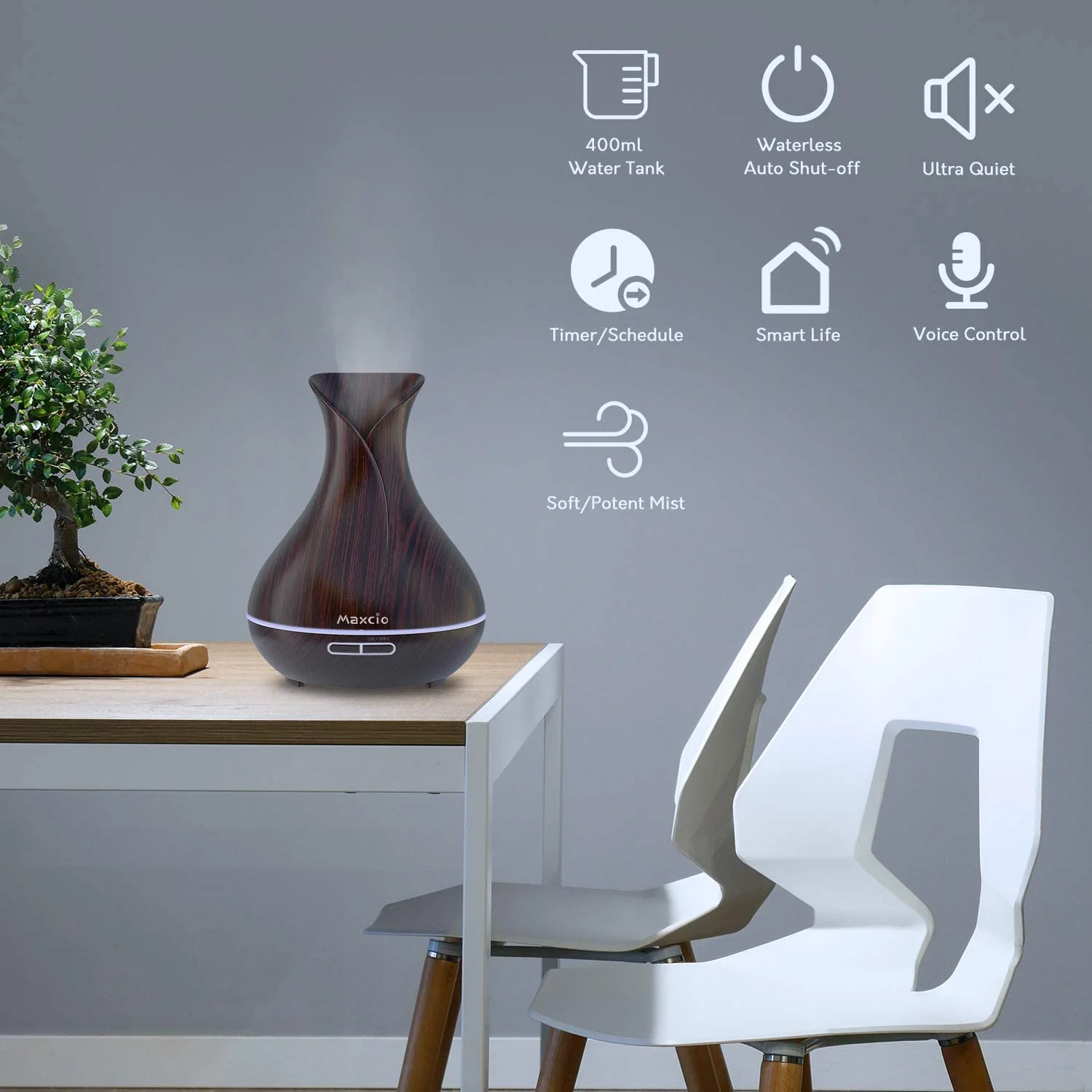 Humidificador + Difusor de Aromas Inteligente Castanho Escuro WiFi - Image 3