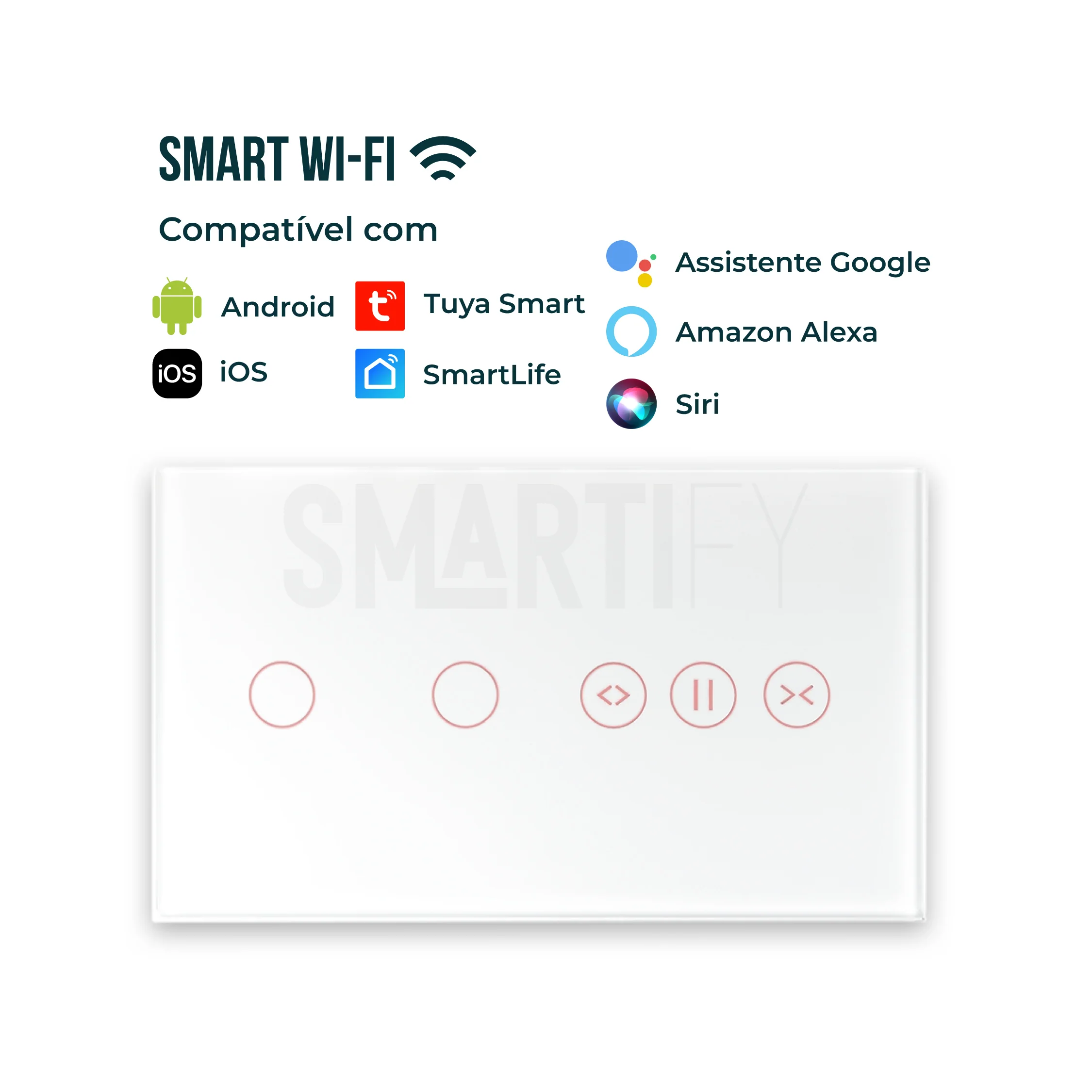 Interruptor de Luz + Interruptor de Estores Duplo Inteligente WiFi Smartify - Branco - Image 4