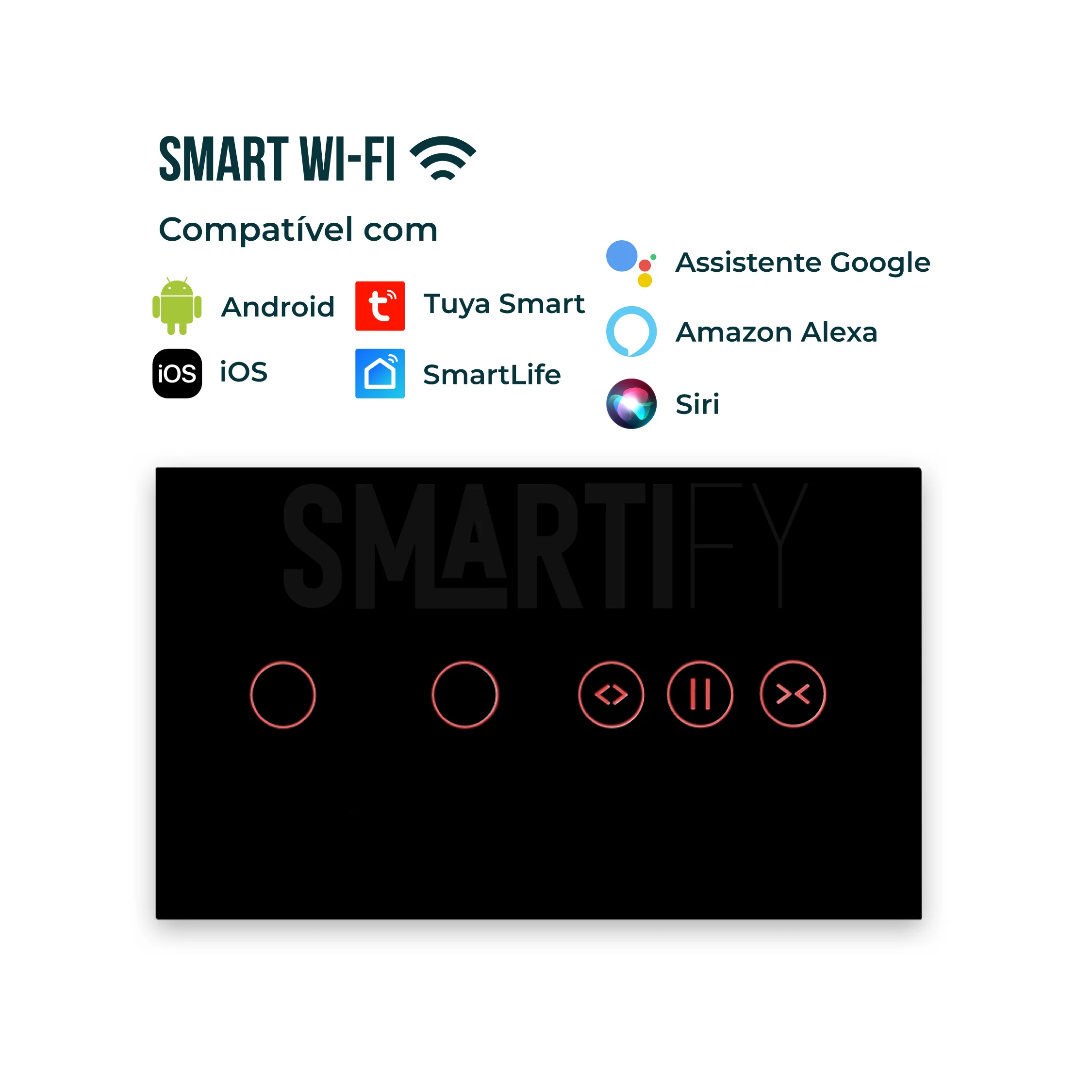 Interruptor de Luz + Interruptor de Estores Duplo Inteligente WiFi Smartify - Preto - Image 3