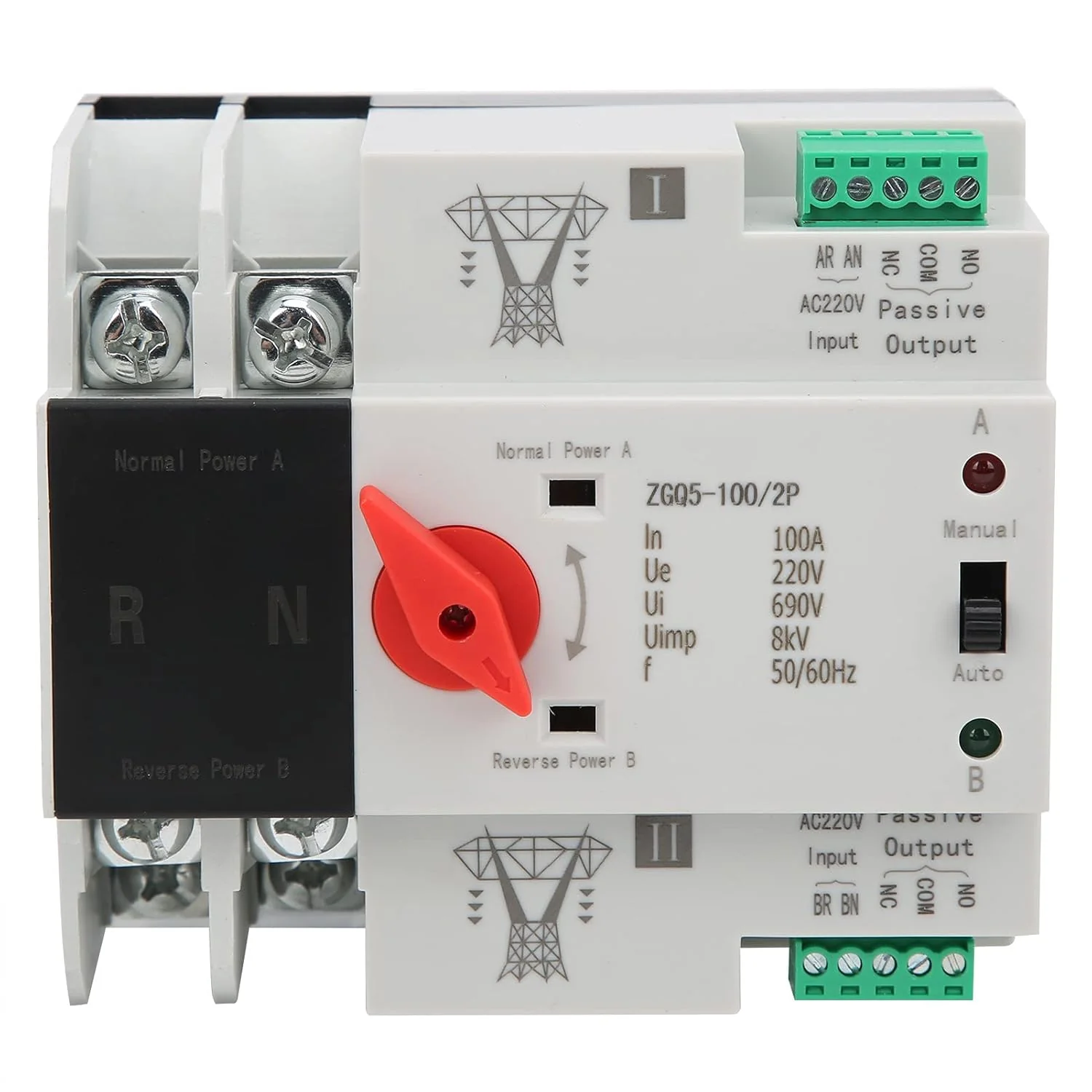 Interruptor de transferência automática, 2P 220 V 100A ATS interruptor de transferência automática de dupla potência interruptores elétricos DEWIN