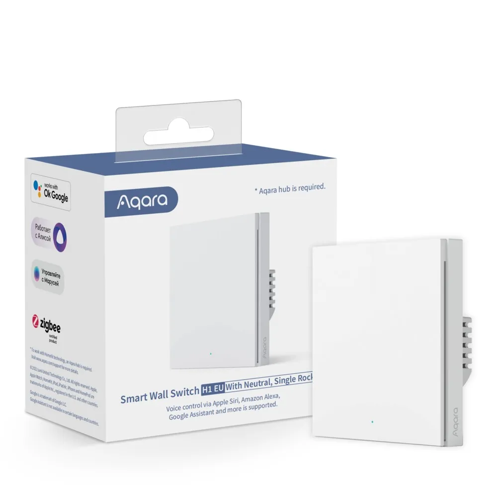 Aqara Interruptor Inteligente Com Neutro 1 Canal Zigbee em Branco - Aqara H1 - Image 4