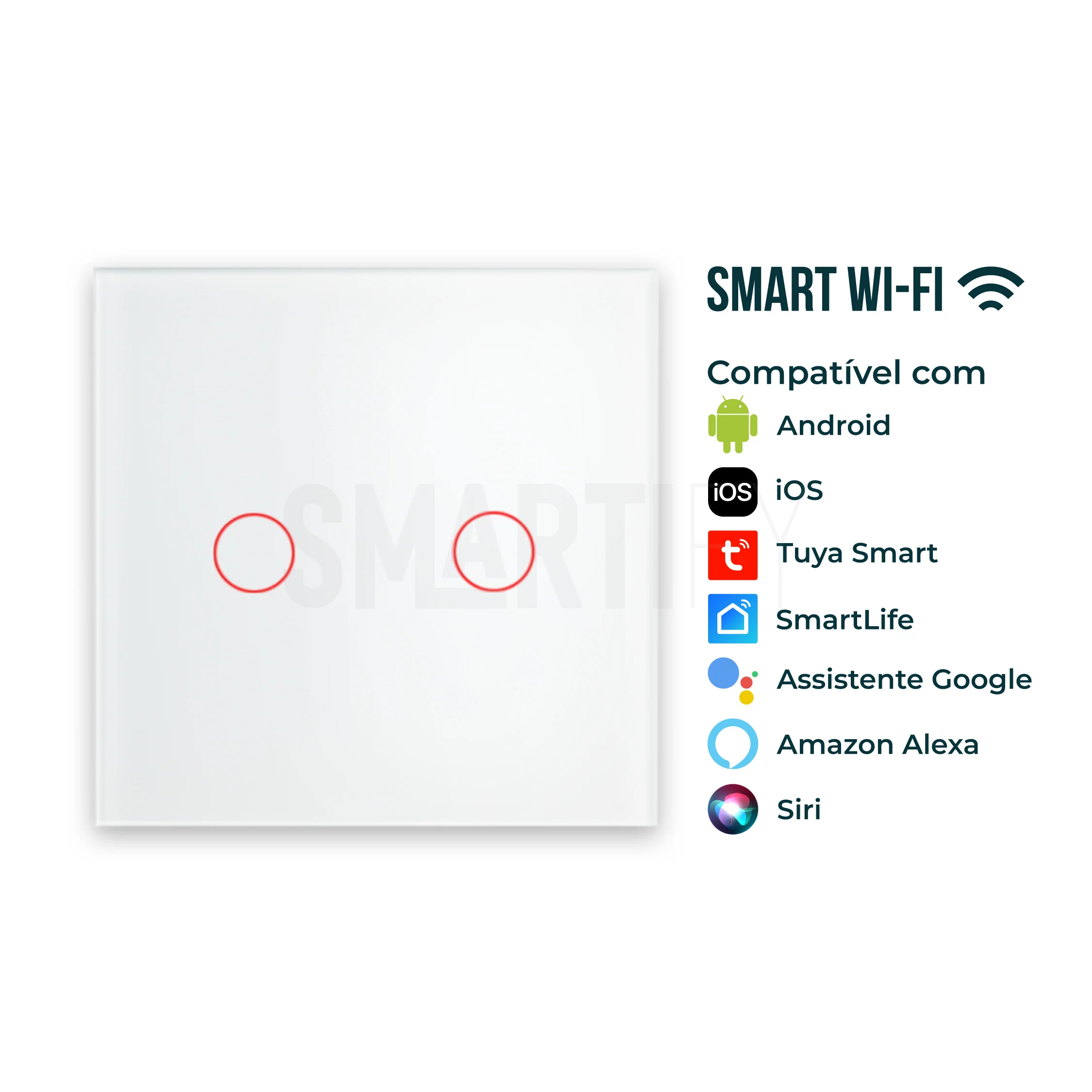 Interruptor Inteligente de Luz WiFi 2 botões Smartify - Branco - Image 5