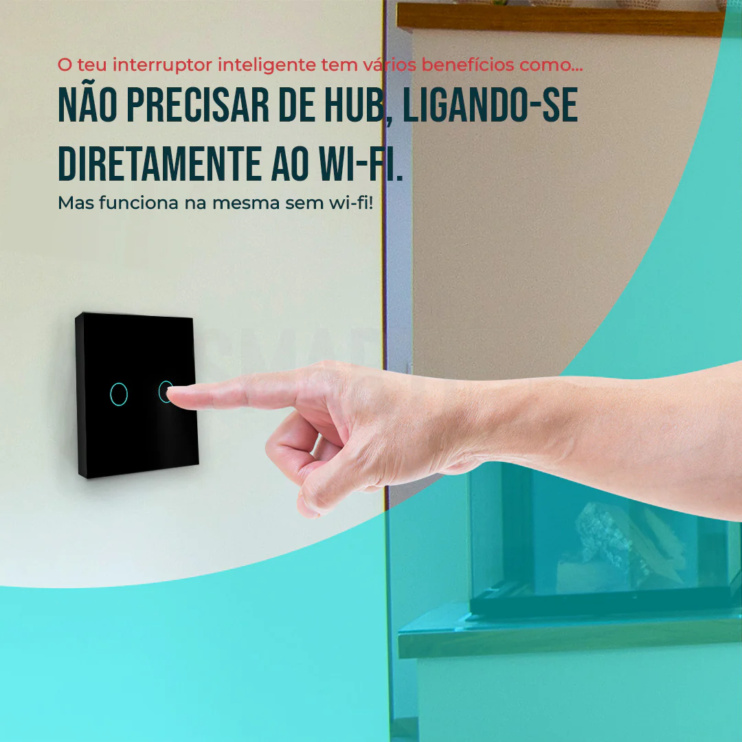 Interruptor Inteligente de Luz WiFi 2 botões Smartify - Preto - Image 11