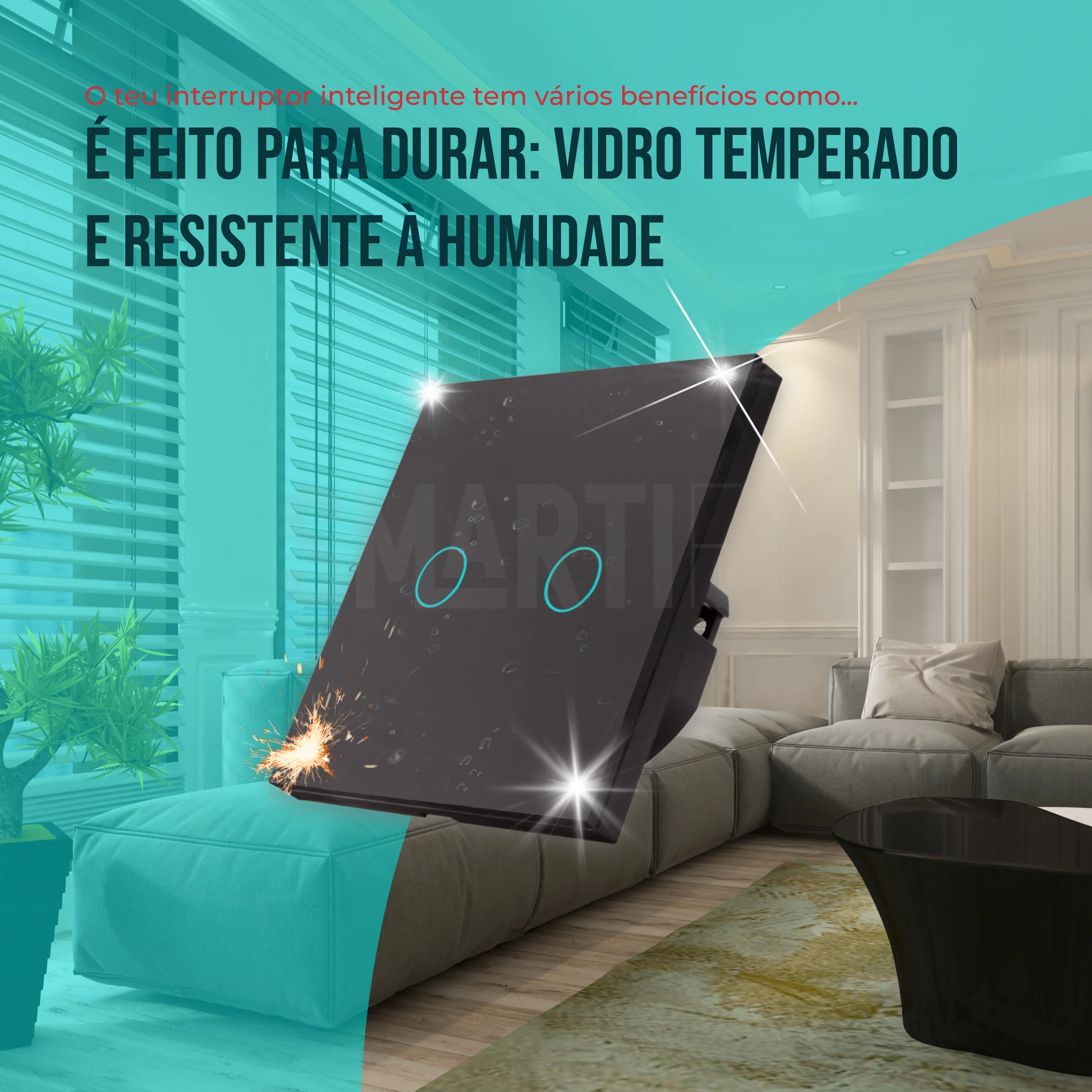 Interruptor Inteligente de Luz WiFi 2 botões Smartify - Preto - Image 14