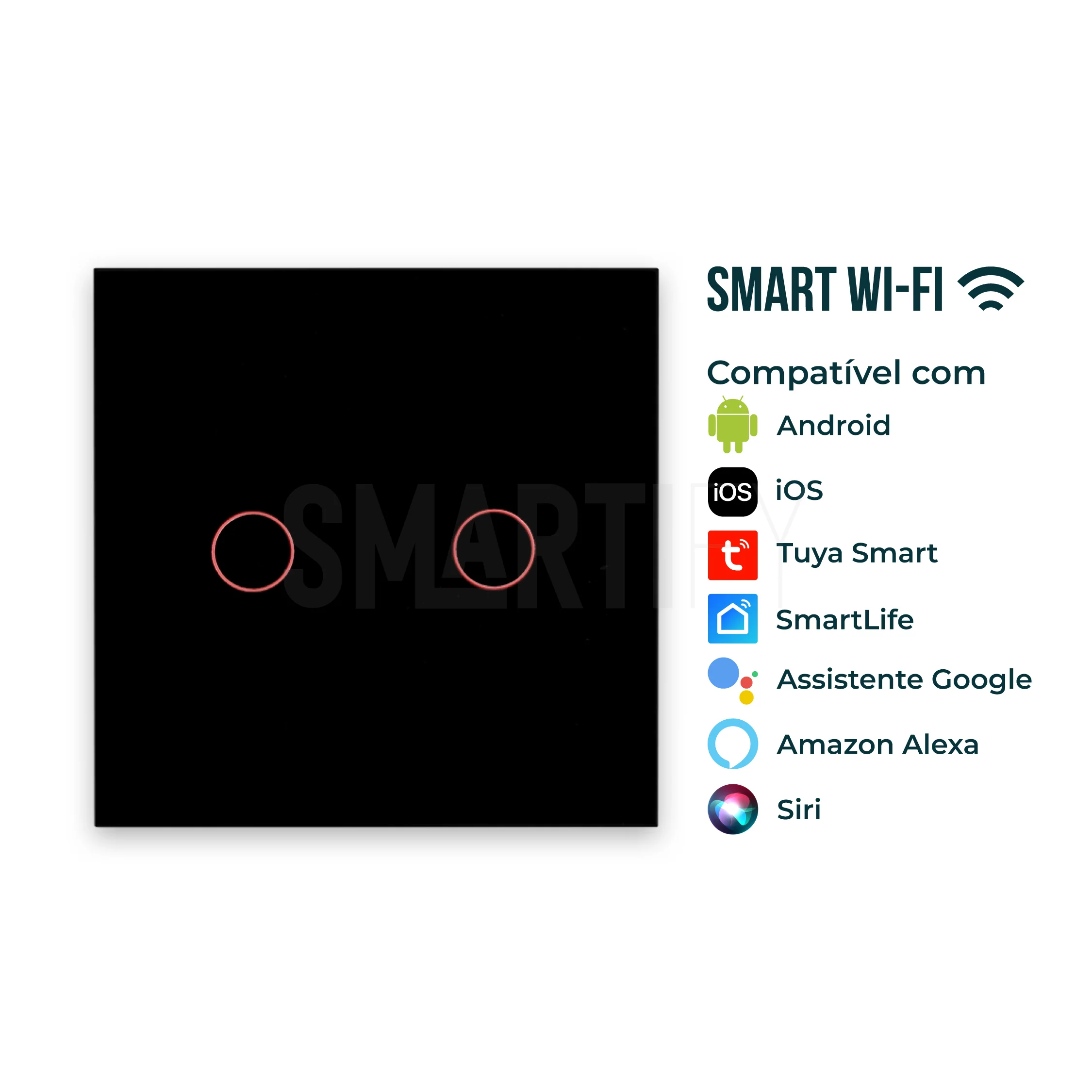 Interruptor Inteligente de Luz WiFi 2 botões Smartify - Preto - Image 5