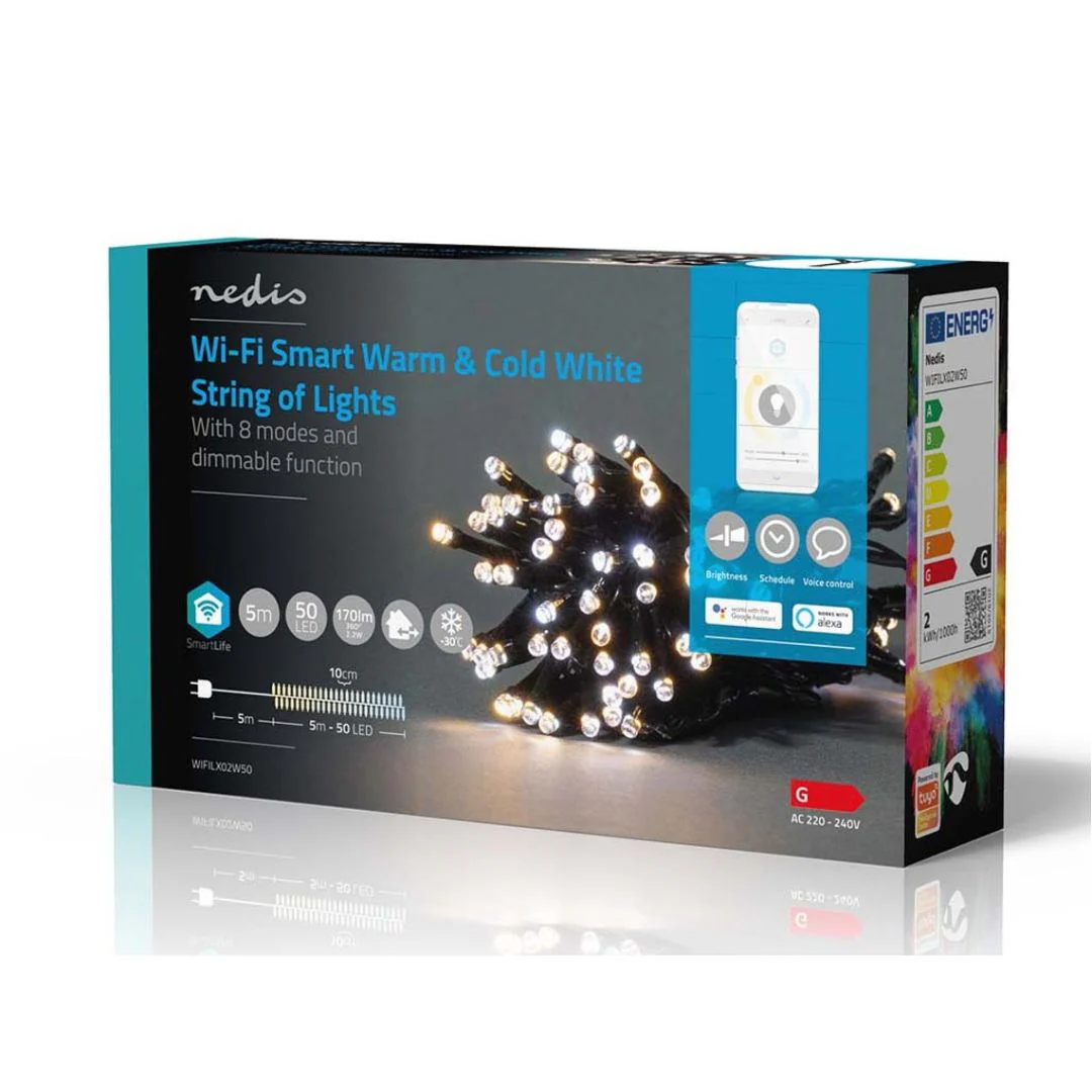 Nedis Luzes Decorativas Smart WIFI Quente/Frio 50 Leds 5m - WIFILX02W50 - Image 3