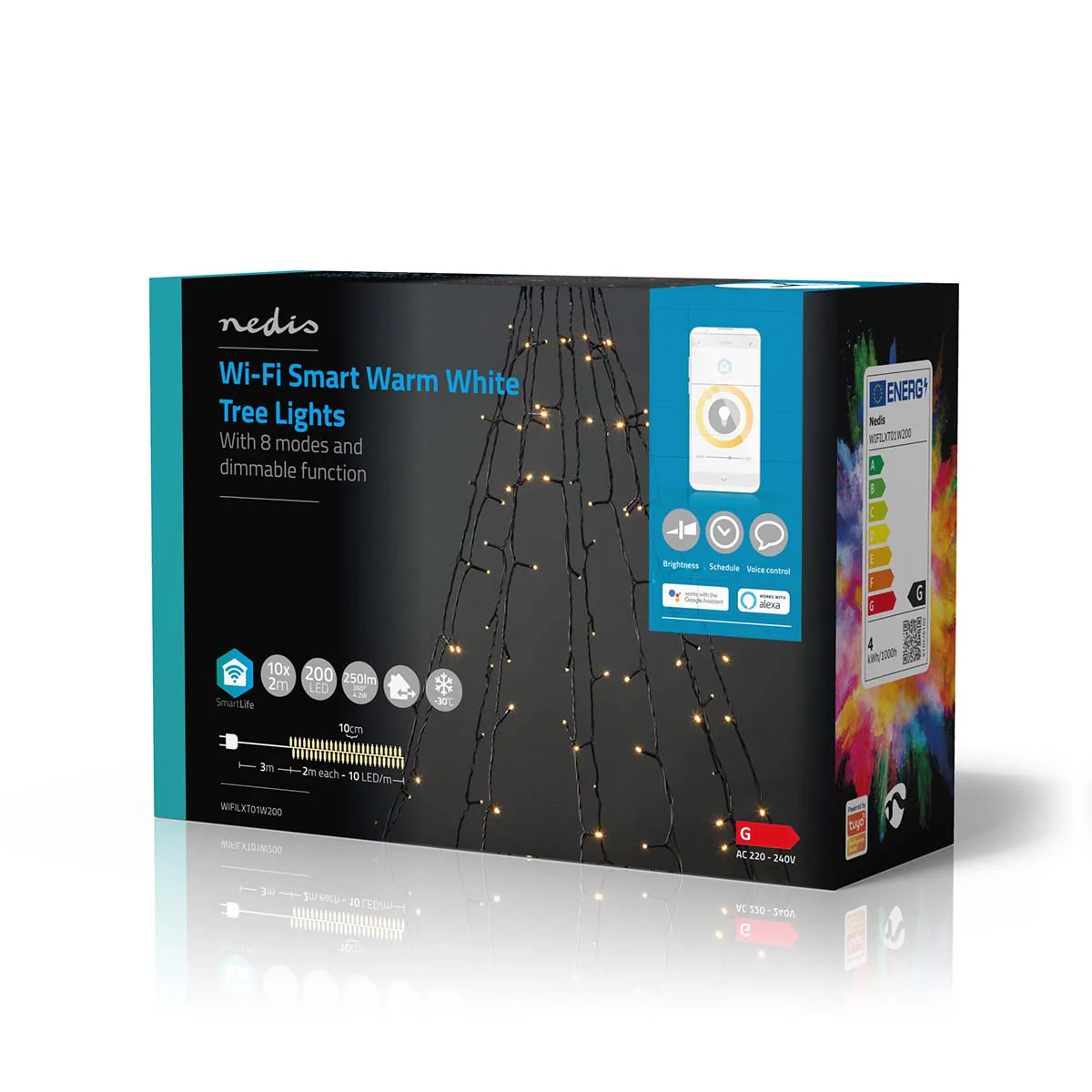 Nedis Luzes Decorativas Smart WIFI Branco Quente 200 Leds 10 Braços - WIFILXT01W200 - Image 3