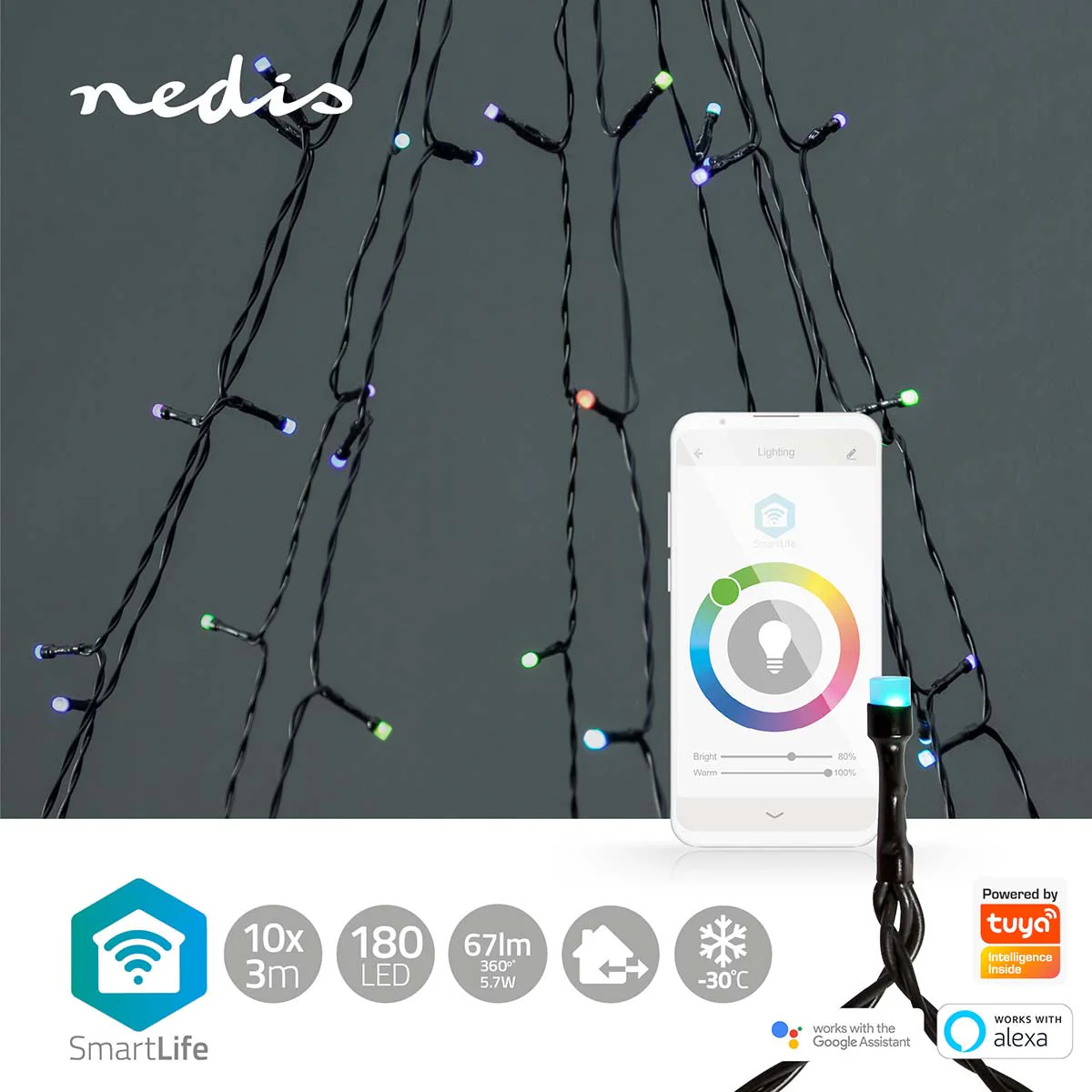 Nedis Luzes Decorativas Smart WIFI RJB 180 Leds 10x2m - WIFILXT01C180 - Image 4