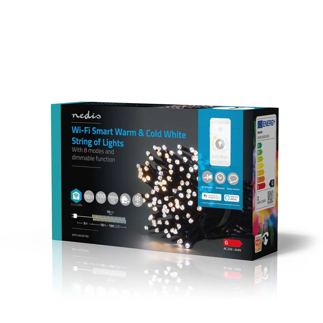 Nedis Luzes Decorativas Smart WIFI Quente/Frio 100 Leds 10m - WIFILX02W100 - Image 3