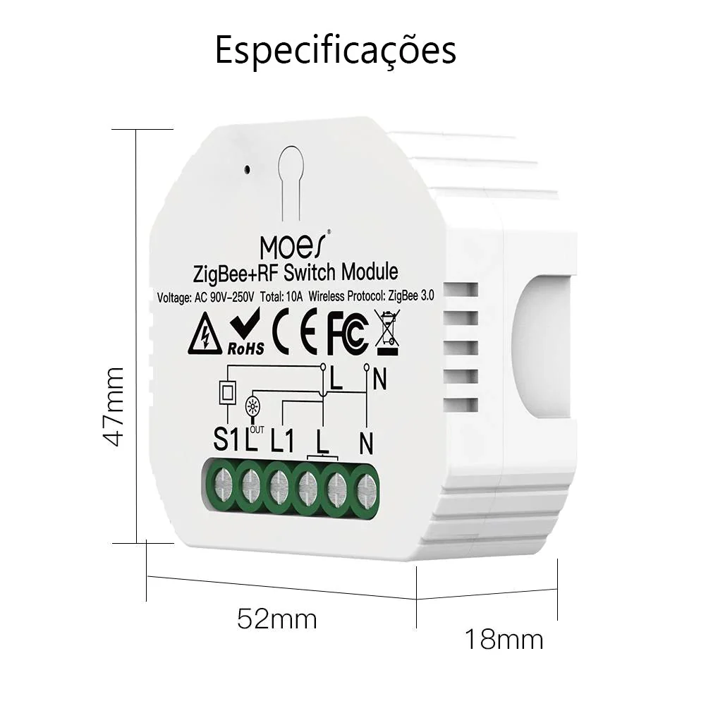 Moes Módulo Interruptor de Luz Inteligente 1 canal - Smart Zigbee + RF433 - Image 3