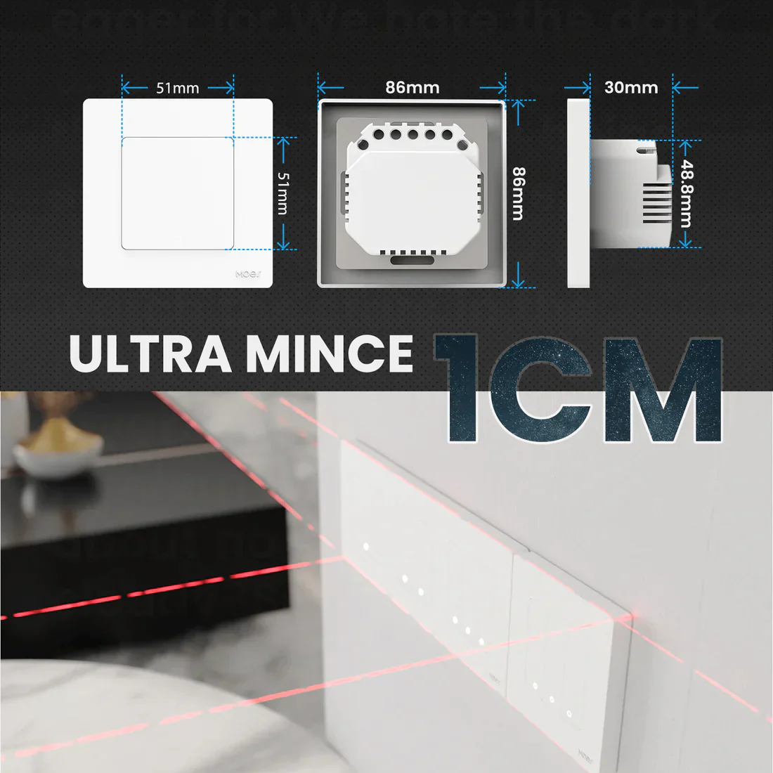 MOES Interruptor de 1 Botão Zigbee - Série Star Ring - Image 3