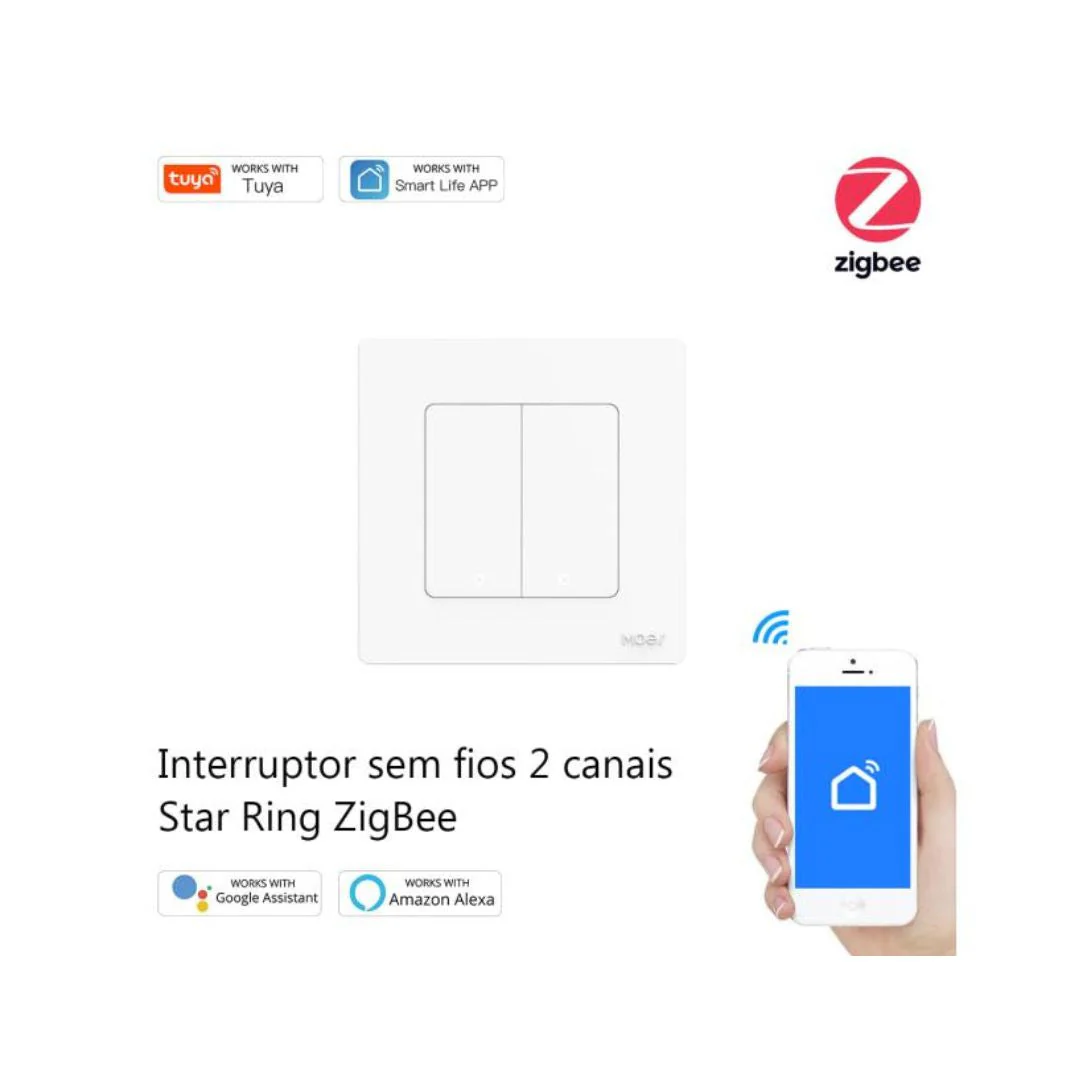 MOES Interruptor de 2 Botões Zigbee - Série Star Ring - Image 2
