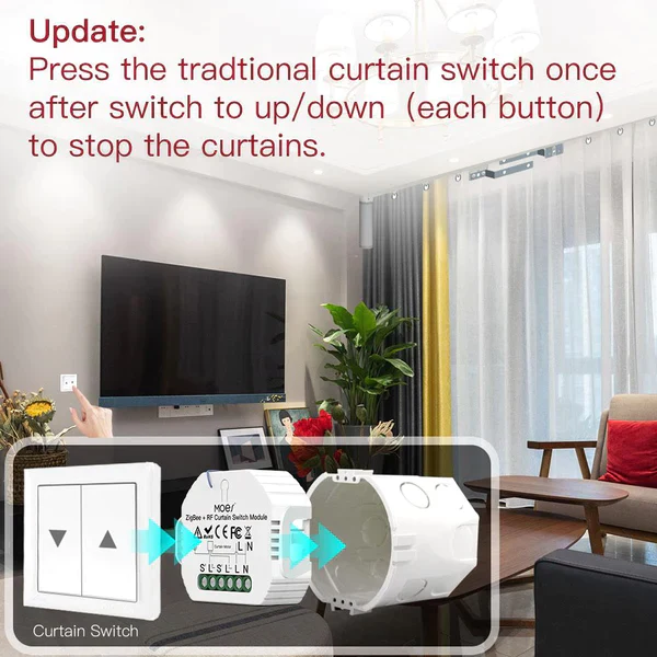 Moes Módulo Interruptor de Estores / persiana / cortina - Smart Zigbee + RF433 - Image 3