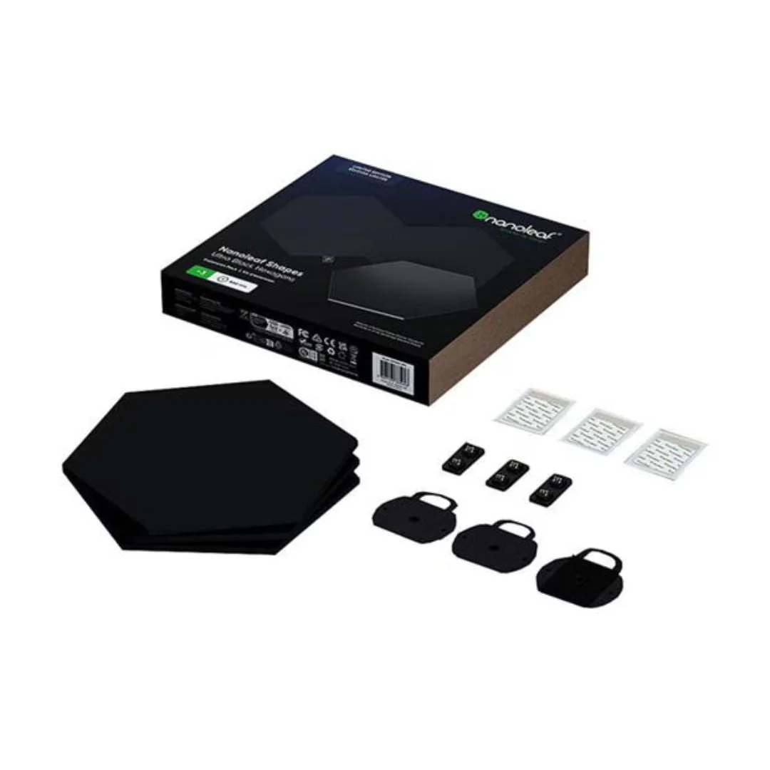 Nanoleaf Hexágonos Pack extensão com 3 painéis em Preto - Image 2