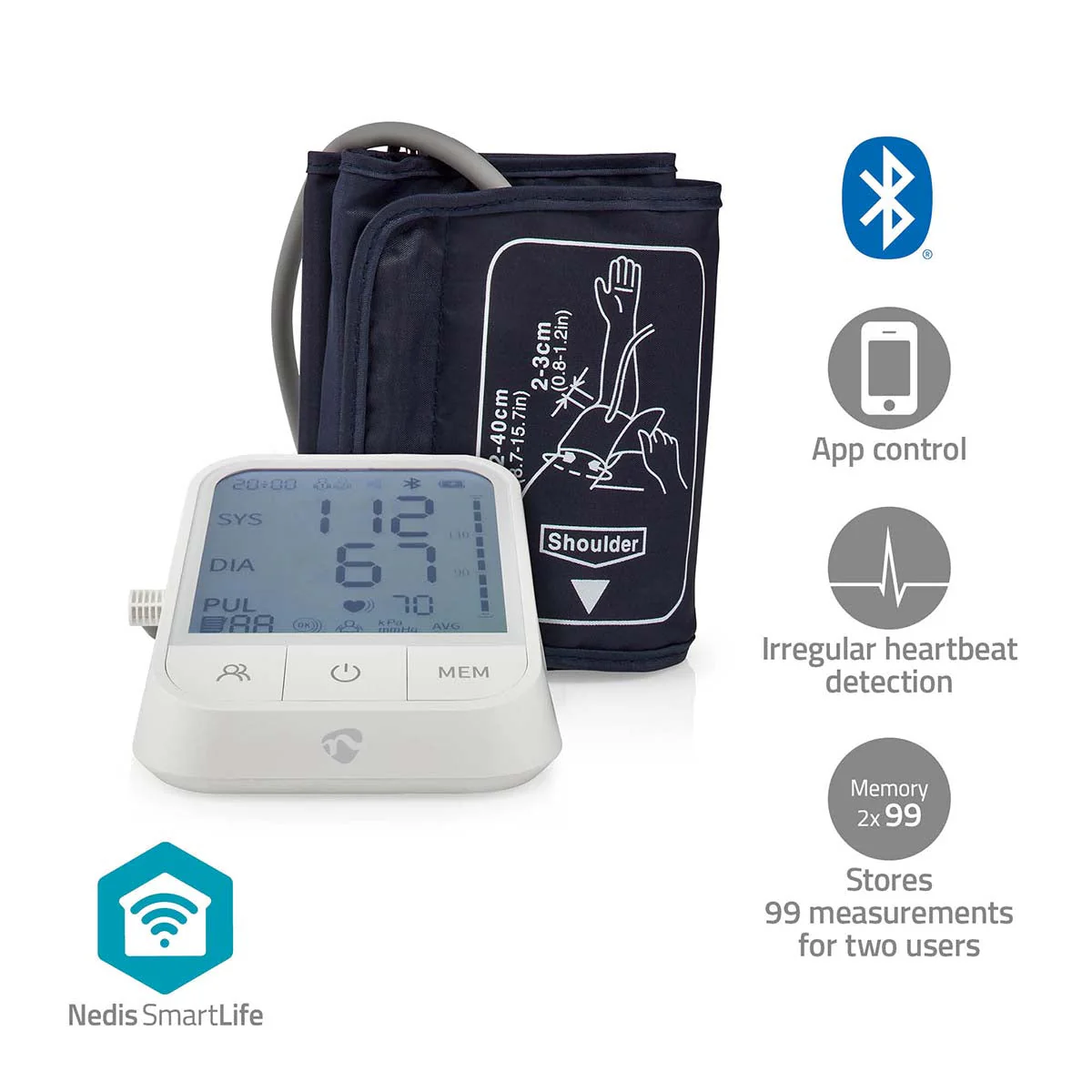 Nedis Aparelho de Pressão Arterial Bluetooth - Image 2
