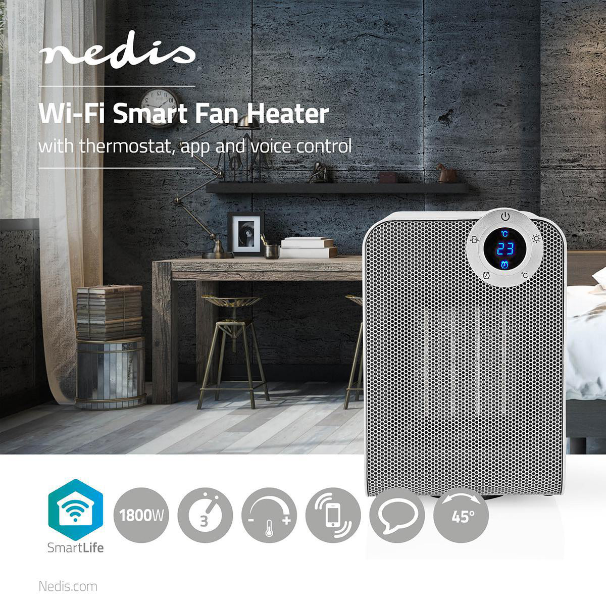 Nedis Aquecedor Wireless Compacto 1800W Inteligente Wifi - Image 4
