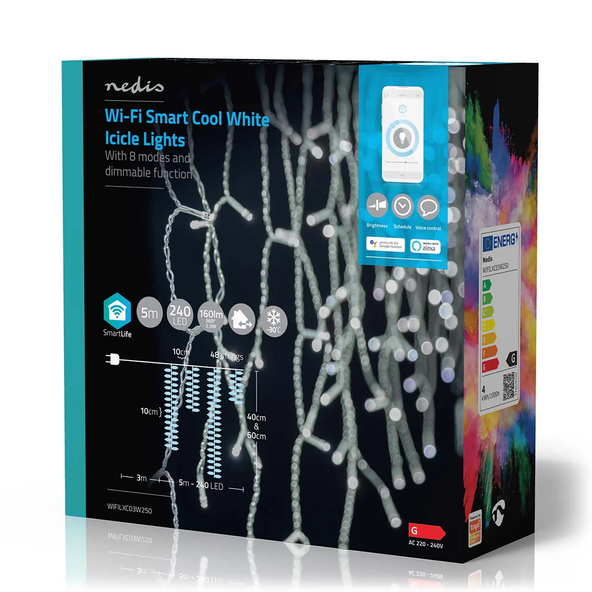 Nedis Grinalda Luz(48 Gotas) Smart WIFI Branco Frio 250 Leds 5m - WIFILXC03W250 - Image 3
