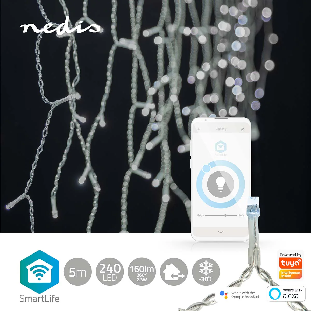 Nedis Grinalda Luz(48 Gotas) Smart WIFI Branco Frio 250 Leds 5m - WIFILXC03W250 - Image 4