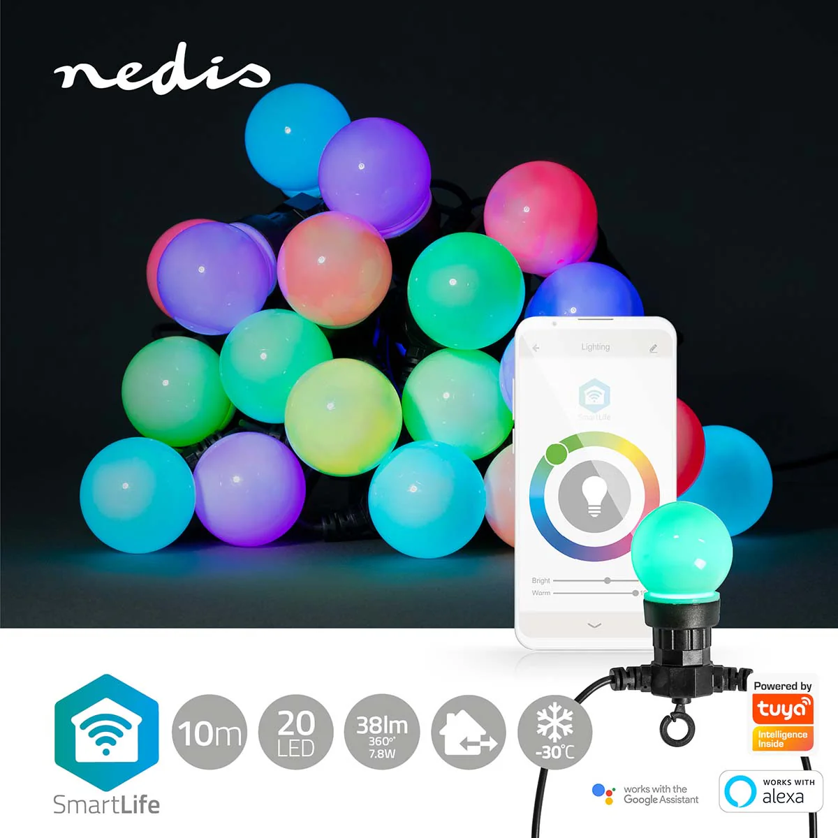 Nedis Luzes Decorativas Smart WIFI RGB 20 Leds(50mm) 10m - WIFILP03C20 - Image 4