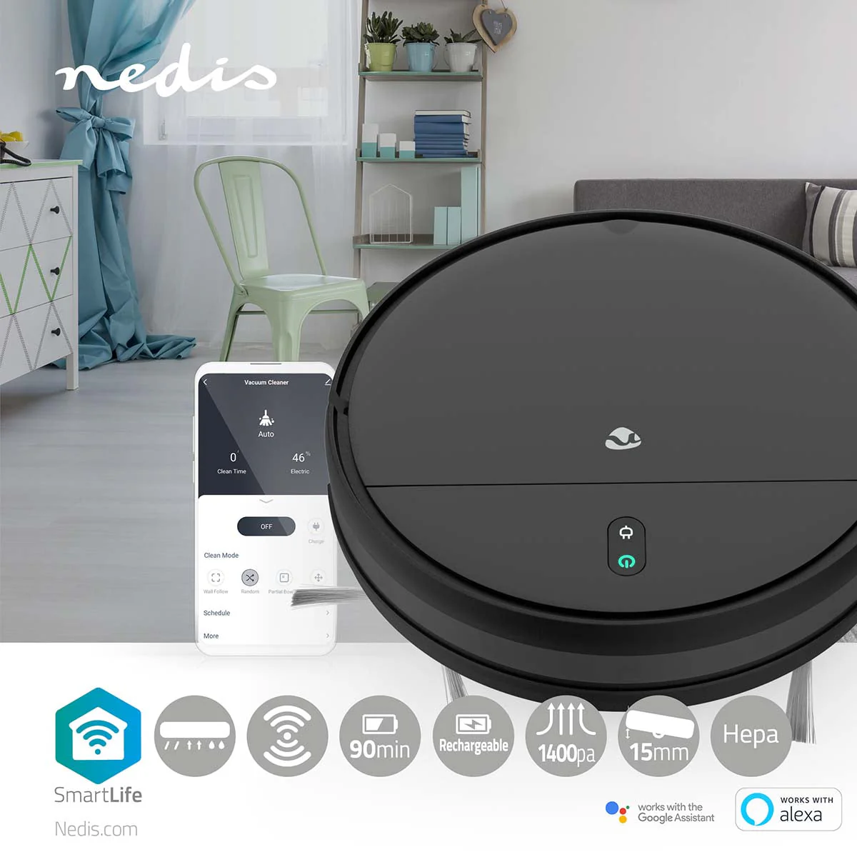 Nedis Robô aspirador - Robô 3 em 1 Smart Wifi - Image 6
