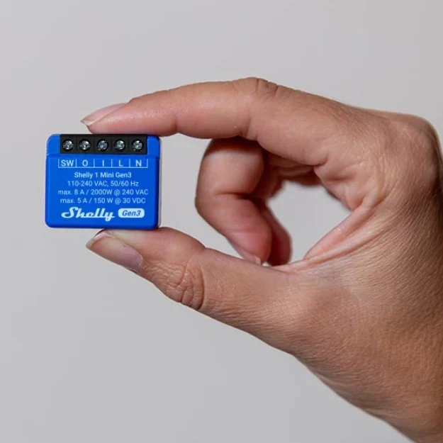 Shelly 1 Mini Gen3 - Módulo para Interruptor 1 botão ou Portão de Garagem 8A WiFi/BT - Image 2