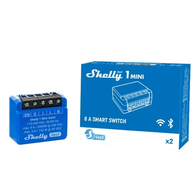 Shelly 1 Mini Gen3 - Módulo para Interruptor 1 botão ou Portão de Garagem 8A WiFi/BT - Image 4