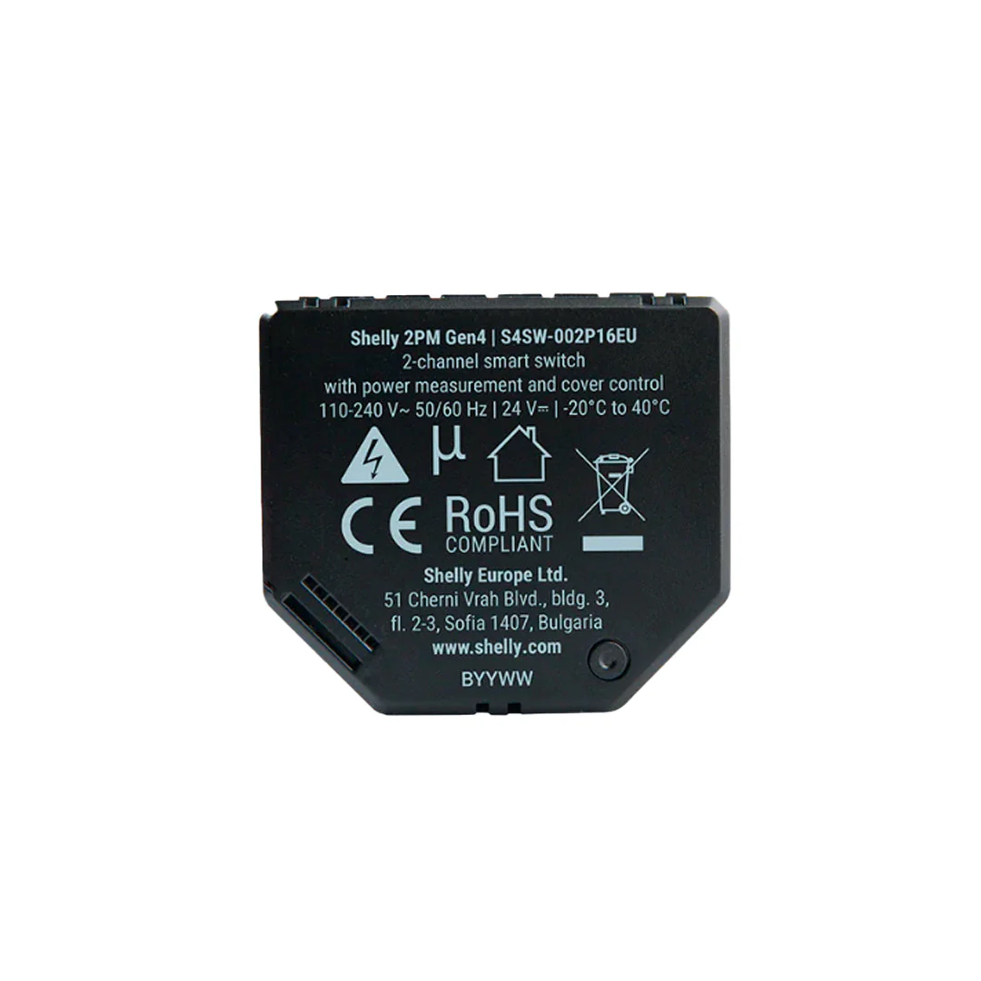 Shelly 2PM Gen4 - Módulo para Estores e Interruptores de 2 canais WiFi/BT/Zigbee/Matter - Image 3