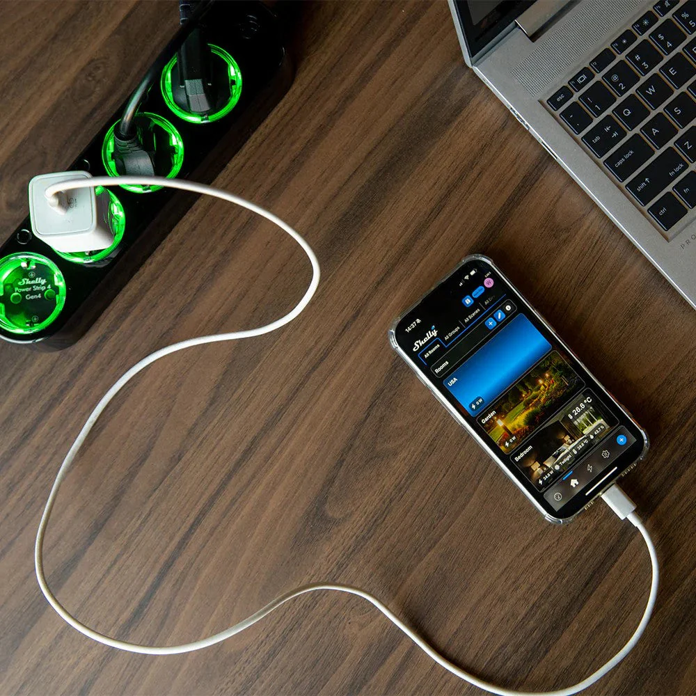 Shelly Extensão Inteligente Multiprotocolo com 4 Tomadas e Medição Individual 1,5m -Shelly Power Strip 4 Gen4 Black em Preto - Image 14
