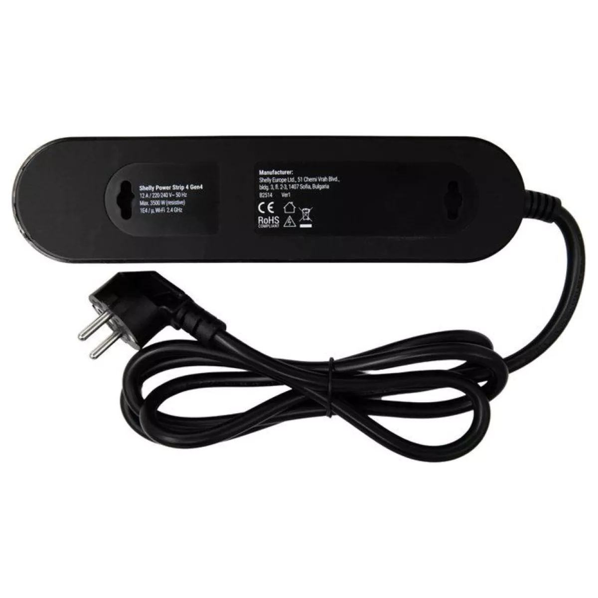 Shelly Extensão Inteligente Multiprotocolo com 4 Tomadas e Medição Individual 1,5m -Shelly Power Strip 4 Gen4 Black em Preto - Image 3