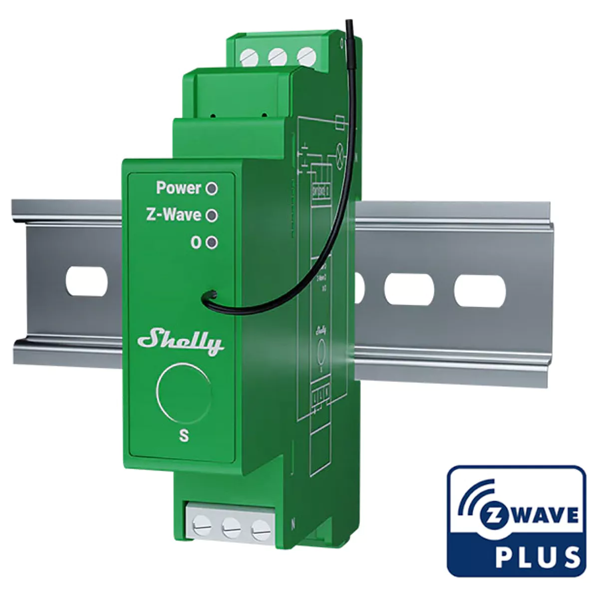 Shelly Dimmer Inteligente Z-Wave para Calha DIN, 1 Canal 200W com Medição - Shelly Wave Pro Dimmer 1PM