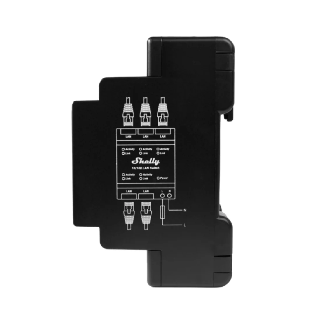 Shelly LAN Switch de 5 portas - 10/100Mbps para montar em calha DIN - Image 2