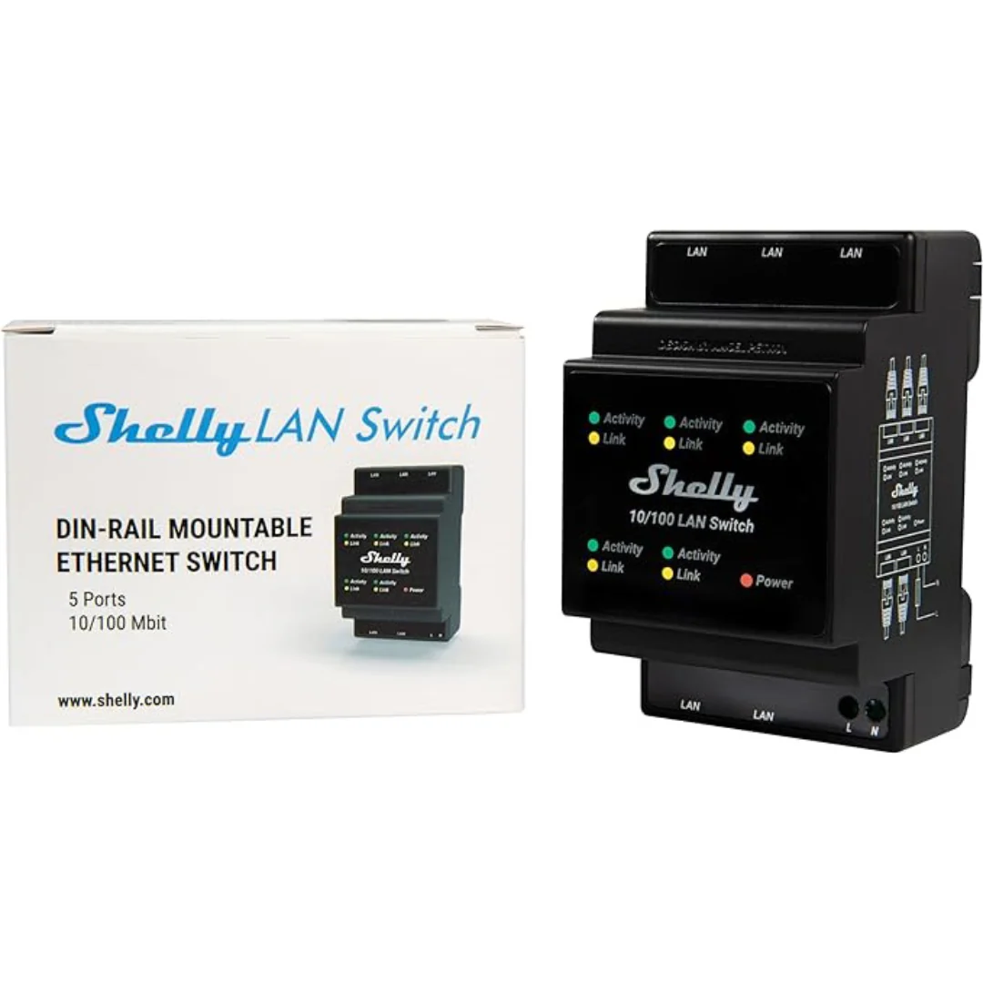 Shelly LAN Switch de 5 portas - 10/100Mbps para montar em calha DIN - Image 3