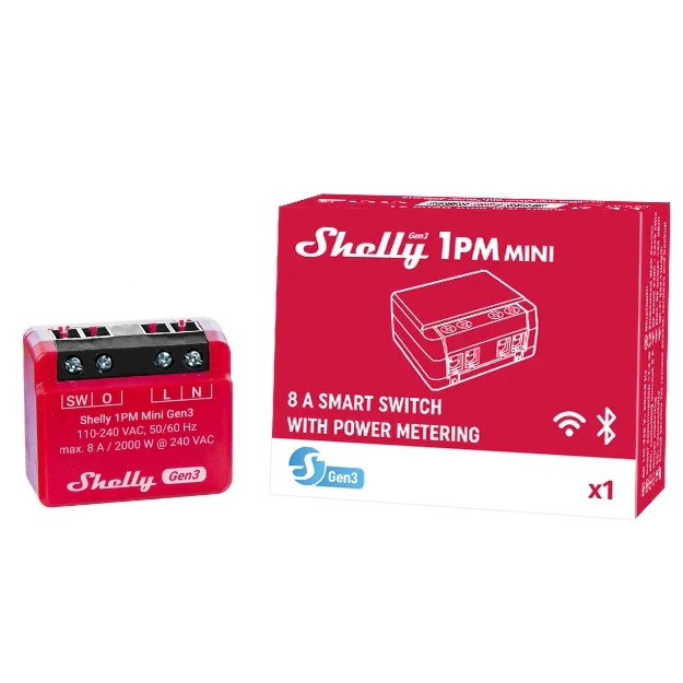 Shelly 1PM Mini Gen3 - Módulo para Interruptor de 1 botão com Monitorização de Energia WiFi/BT - Image 4