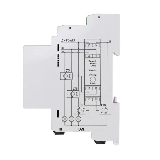 Shelly 3EM Pro - Medidor de energia trifásico Wifi + 3 núcleos 120 Amperes - Image 3