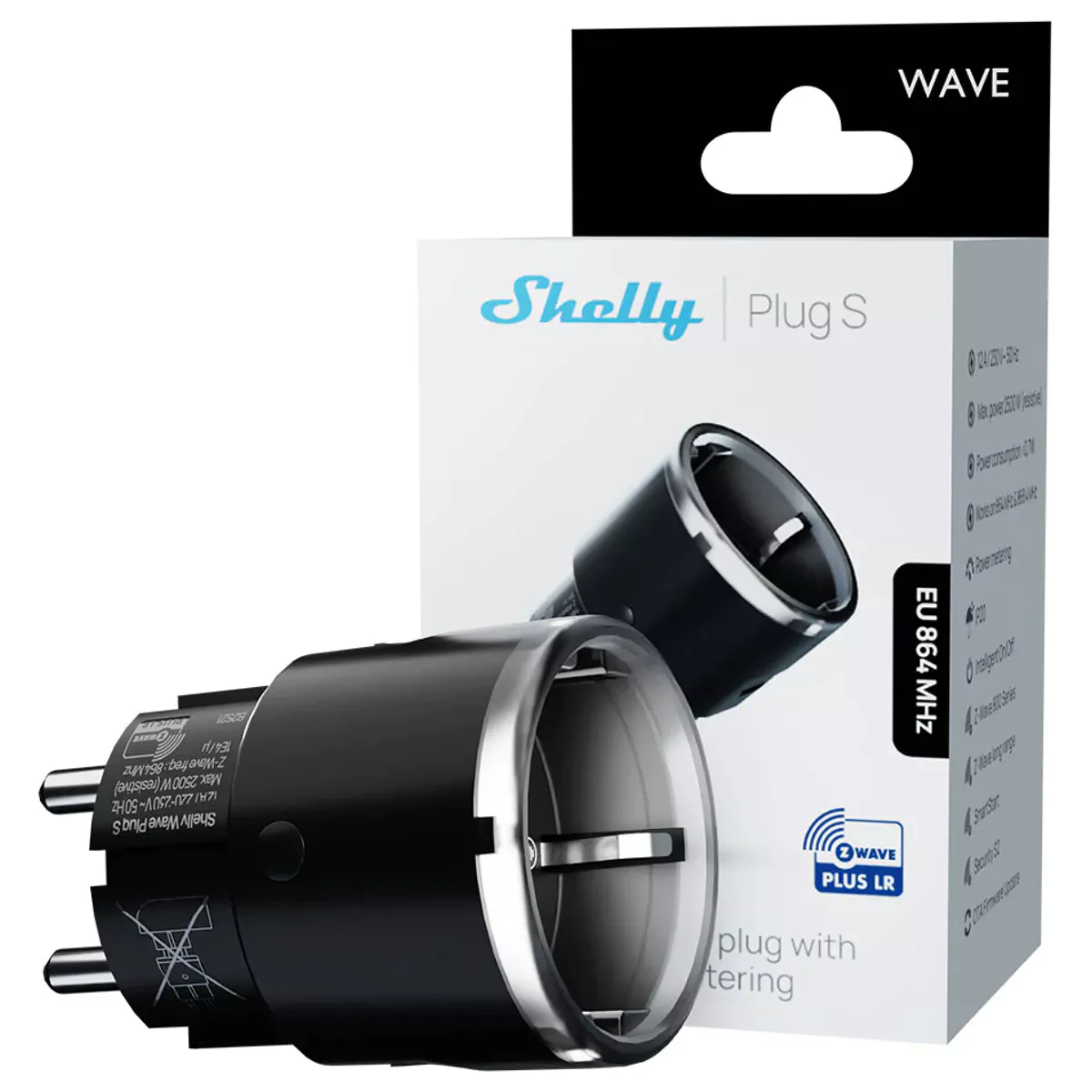 Shelly Tomada Inteligente Z-Wave Mesh/Long Range com Medidor de Consumo 230V / 12A - Shelly Wave Plug S LR em Preto - Image 3