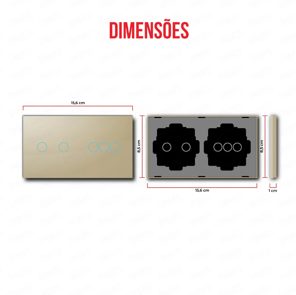 Smartify vPRO Espelho Duplo (2 botões + 3 botões) Dourado - SYPE20203DR - Image 3