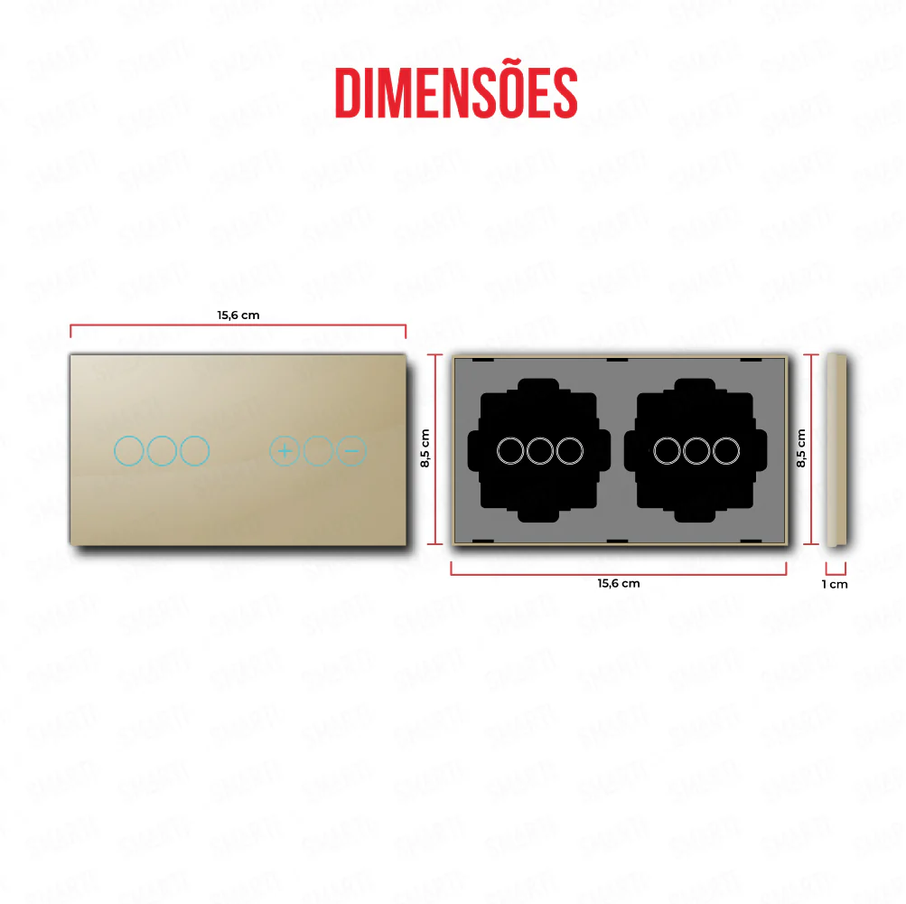 Smartify vPRO Espelho Duplo (3 botões + Dimmer) Dourado - SYPE2031DDR - Image 3