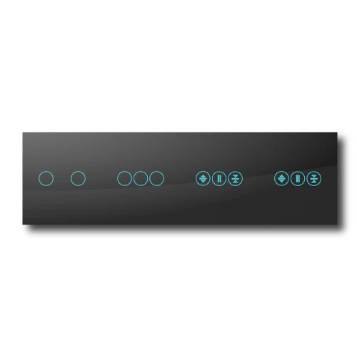 Smartify vPRO Espelho Quadruplo (2 botões + 3 botões + Estores + Estores) Preto - SYPE40203ESESPR