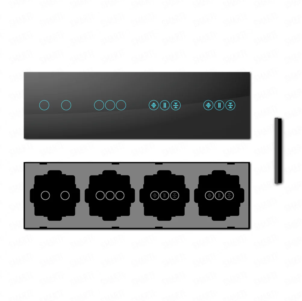 Smartify vPRO Espelho Quadruplo (2 botões + 3 botões + Estores + Estores) Preto - SYPE40203ESESPR - Image 2