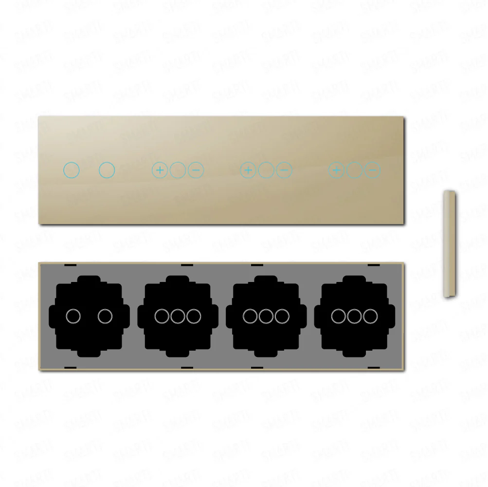 Smartify vPRO Espelho Quadruplo (2 botões + Dimmer + Dimmer + Dimmer) Dourado - SYPE4021D1D1DDR - Image 2