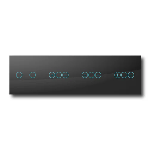 Smartify vPRO Espelho Quadruplo (2 botões + Dimmer + Dimmer + Dimmer) Preto - SYPE4021D1D1DPR