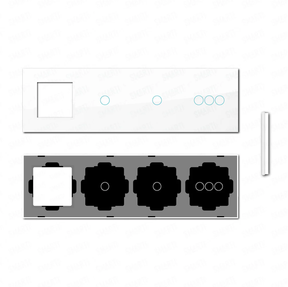 Smartify vPRO Espelho Quadruplo (Moldura + 1 botão + 1 botão + 3 botões) Branco - SYPE400010103BR - Image 2
