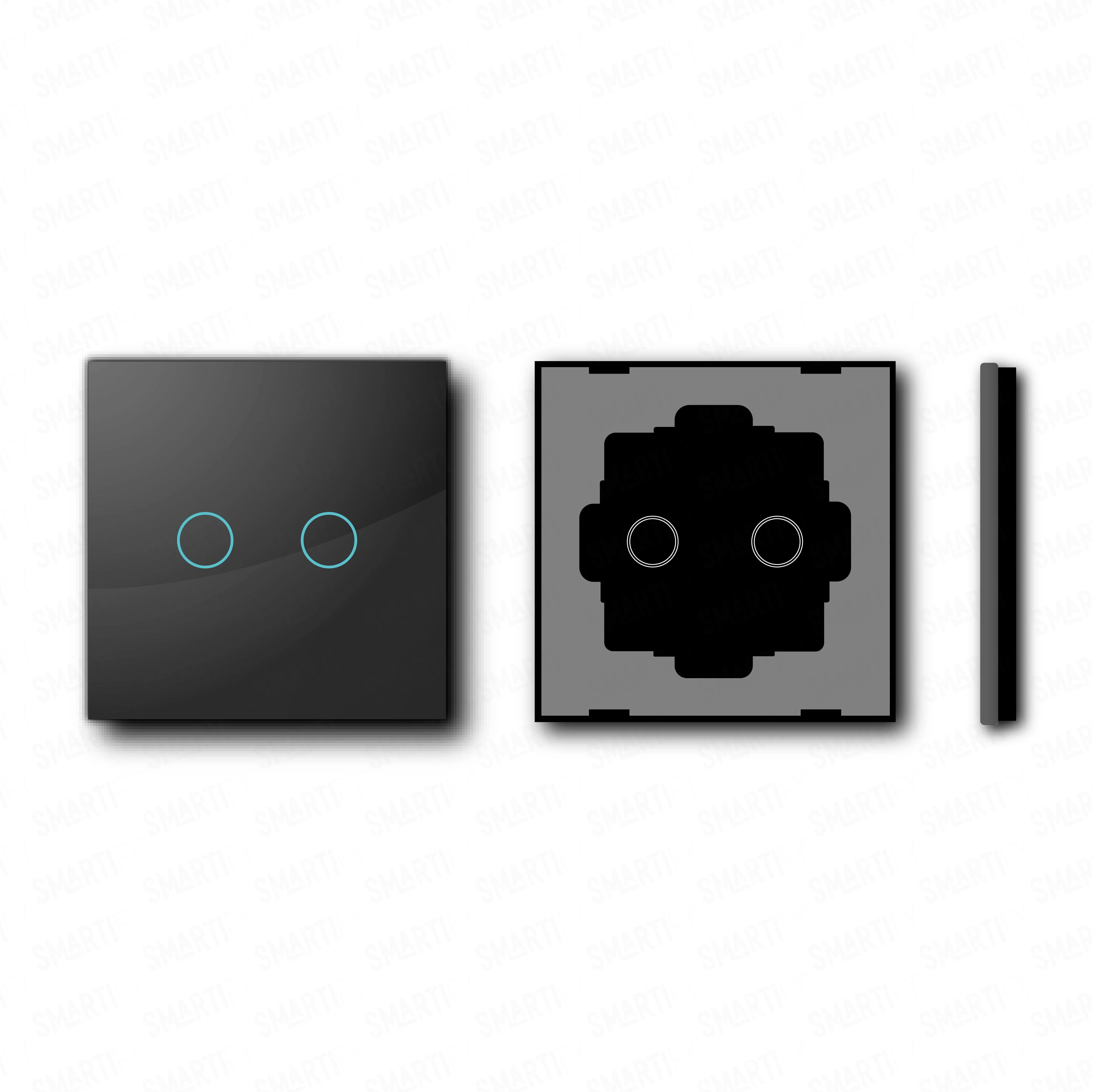 Smartify vPRO Espelho Simples de 2 botões Preto - SYPE102PR - Image 2