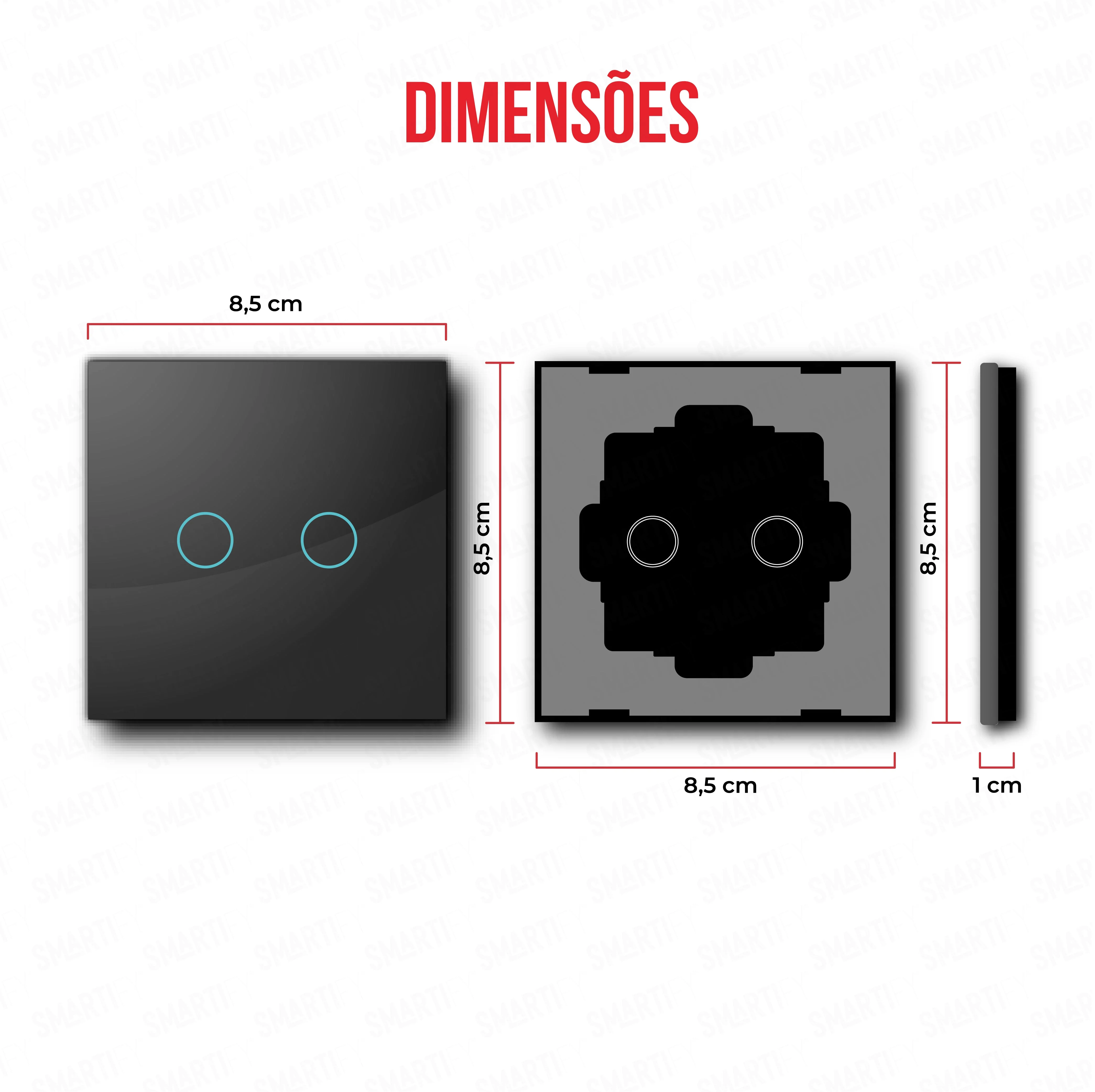 Smartify vPRO Espelho Simples de 2 botões Preto - SYPE102PR - Image 3