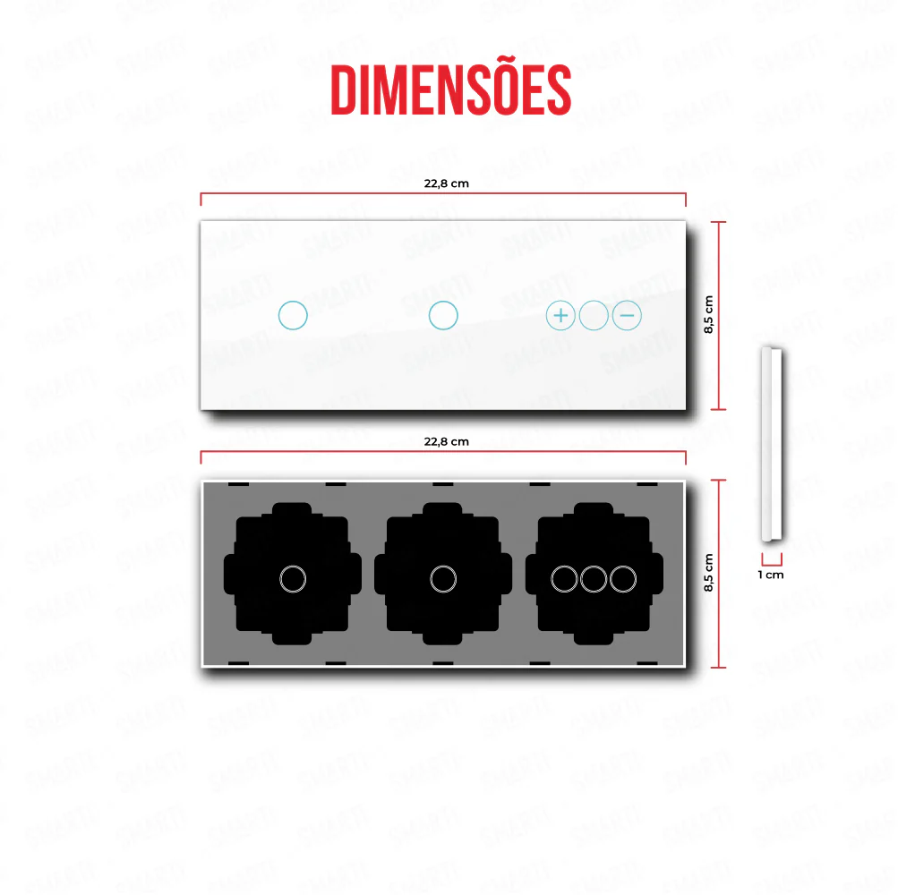Smartify vPRO Espelho Triplo (1 botão + 1 botão + Dimmer) Branco - SYPE301011DBR - Image 3