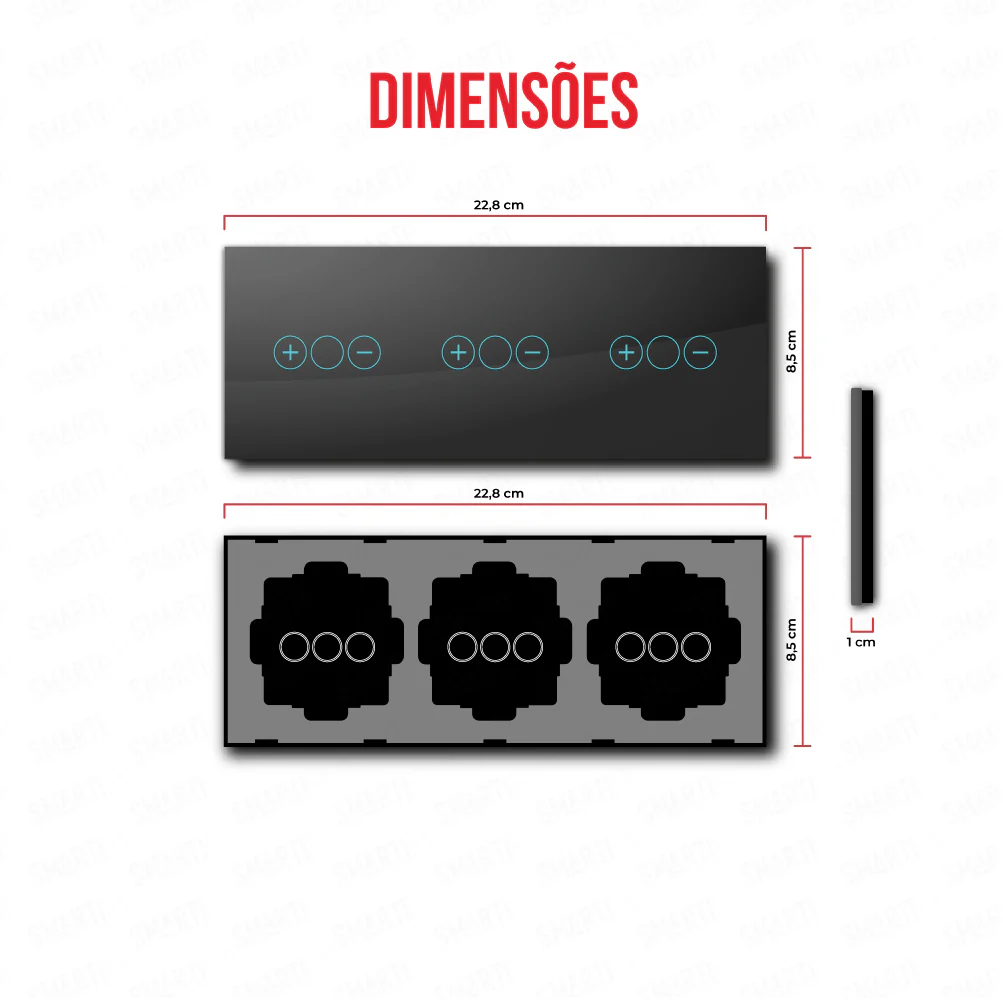 Smartify vPRO Espelho Triplo (Dimmer + Dimmer + Dimmer) Preto - SYPE31D1D1DPR - Image 3